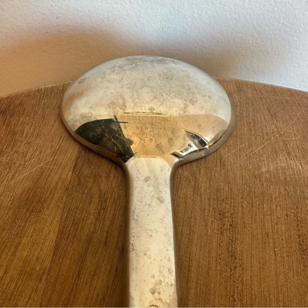 SOLD Kate Spade x Lenox Large Salad Bowl and Serving Utensils Silver Black White - Picture 16 of 16